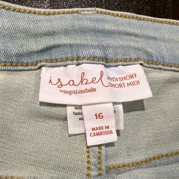 Isabel by Ingrid Maternity Distressed Midi Short Denim Jean Shorts Women 16 - Picture 6 of 10